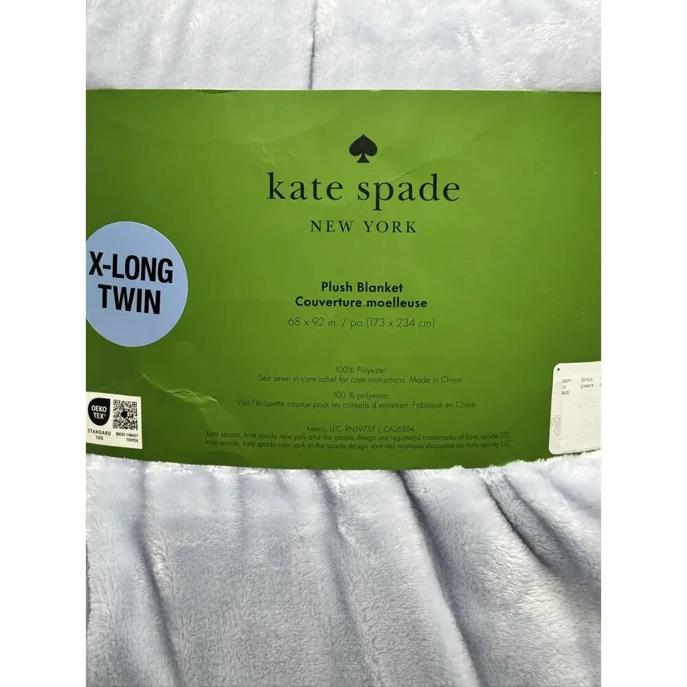Light Blue OEKO-TEX Certified Blanket Throw Kate Spade